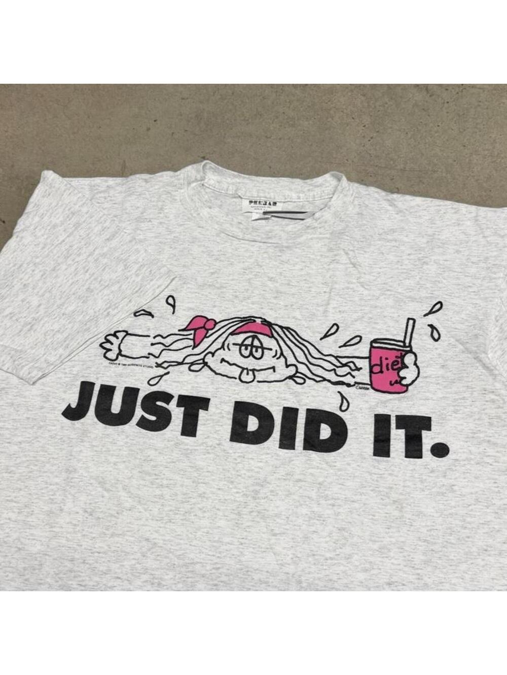 Vintage Just Did It T Shirt Mens XL Gray Cathy Guisewite Nike Parody Made In USA